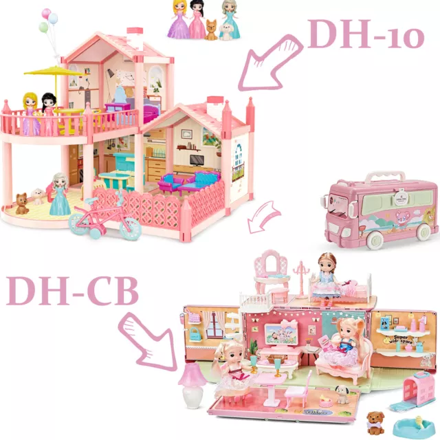 DIY Doll House Set Large Barbie Doll Dollhouse + Furniture Figures Toy Gift