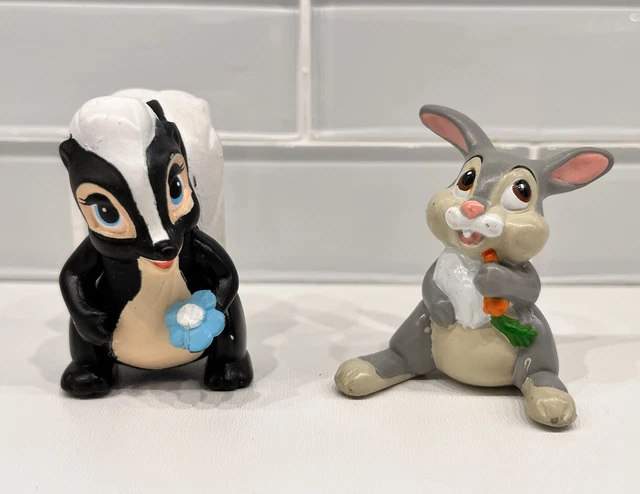 Vintage Disney PVC Figures Cake Toppers - BAMBI's Thumper & Flower - Lot of 2