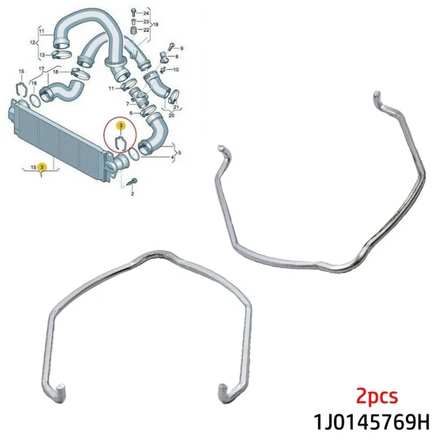 1J0145769H kompatibler Ladeluftkühler Turboschlauch Rohr Halteklammern silber