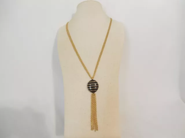 Charter Club 23" Erwin Pearl Atelier Gold Tone Black Pendant Necklace C793 $69