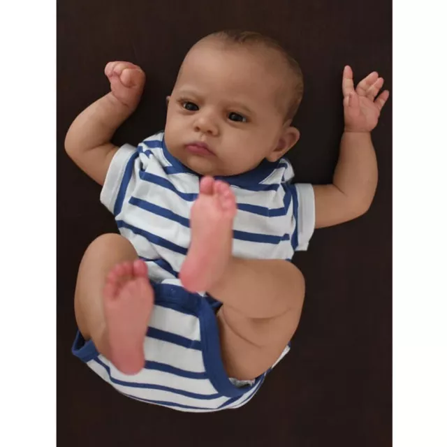 Bambole reborn dipinte vere realistiche neonato Cameron marrone scuro giocattolo in pelle regalo