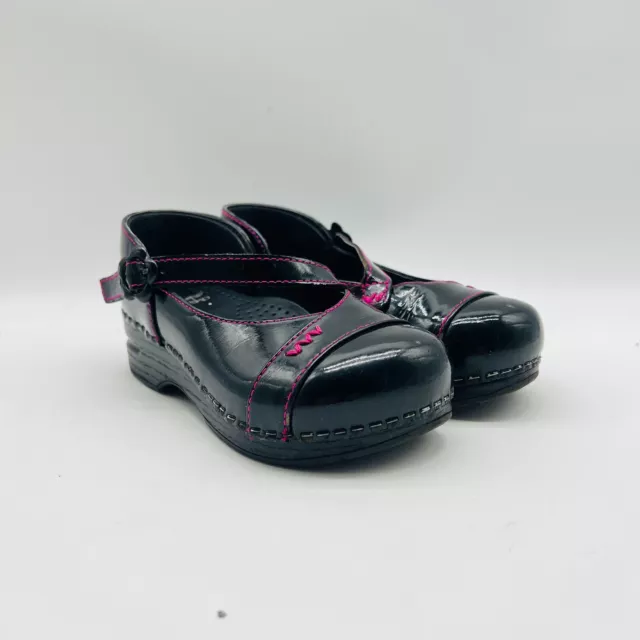 Dansko Shoes Girls EU 29 US 11.5 Black Pink Patent Clogs Mary Jane Comfort Flats 2