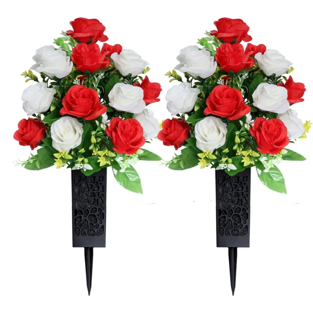 LVXINLI 2 Sets Artificial Cemetery Flowers,Memorial Flowers,Beautiful Arrange...