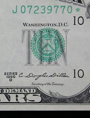 HG $10 1950D Star Federal Reserve Note J07239770* ten dollar series D, J10 KC MO