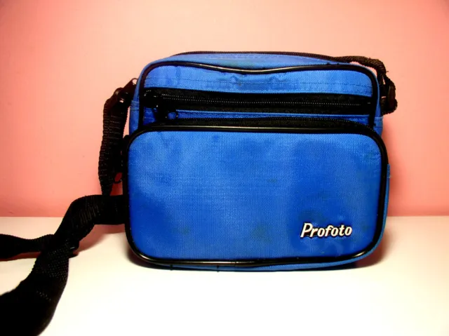 Profoto Small Camera Case Photography Blue Bag 3 Padded Pocket Zipper NylonStrap