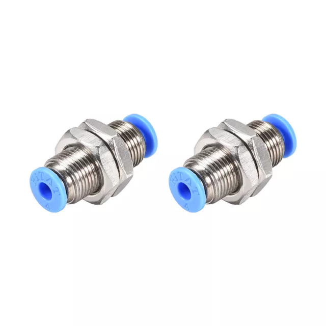 Pneumatic Push to Quick Air Connect Fittings Bulkhead Union 4mm Tube OD 2Pcs