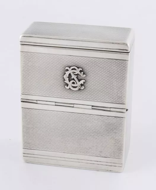 Miniature Box & Playing Cards. Small Antique Continental 835 Silver Case c1910