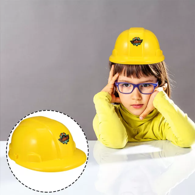 4 Pcs Fake Yellow Construction Hat Kids Worker Toys Rayan for Children Man Set