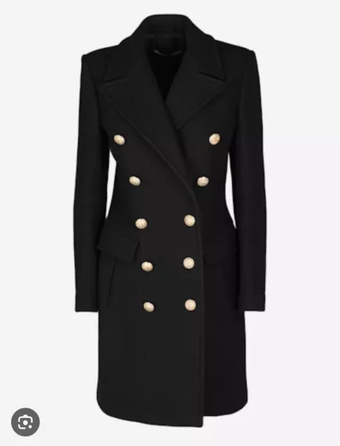 Stunning BALMAIN double Breasted Wool/cashmere Women’s Coat.sz 38.£2500+.Black