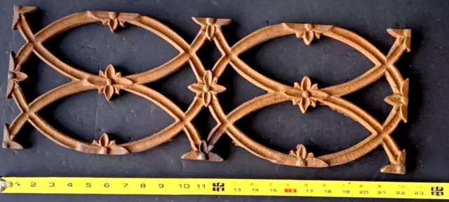 Antique CAST IRON Window Guard Grate Decorative Double Oval Flower 22" x 8"