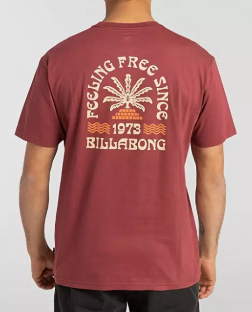 Billabong Mens T Shirt.feeling Free Crew Backprint Short Sleeved Cotton Top W22