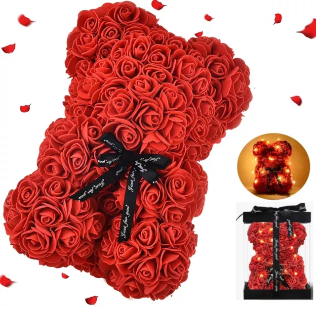 Forever Gift Rose 40Cm Teddy Bear For Her Valentine's Day & Birthday Gift Box Uk