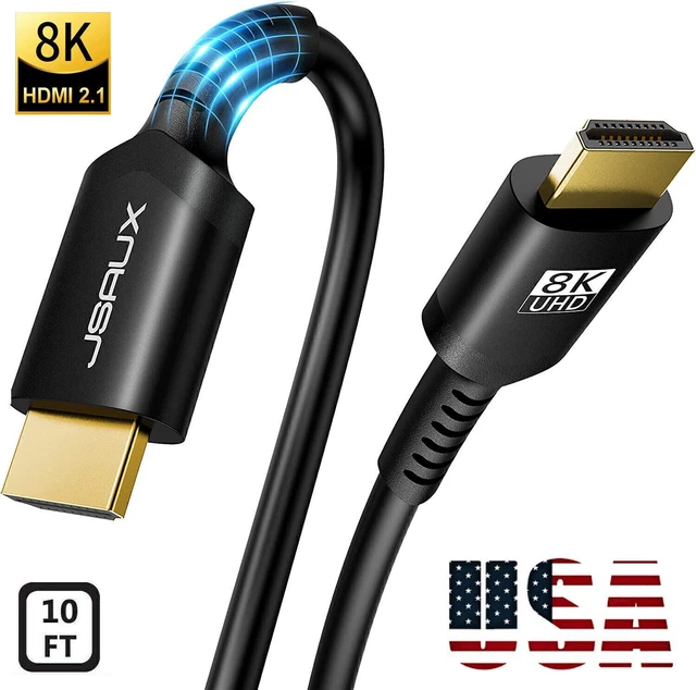 10Ft 8K Ultra High-Speed HDMI Cable 48Gbps,4K/120Hz For PS5, X-Box Series X, LG