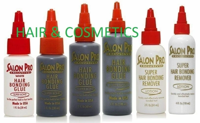 SALON PRO Anti-Fungus Hair Bonding Glue & Glue Remover Kit – Super Bond – Black – 2-Piece Set