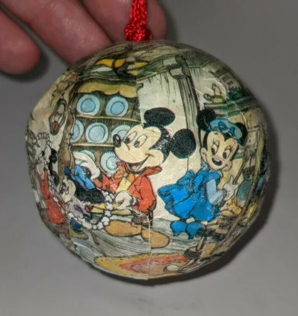 Mickey Minnie Mouse Walt Disney Productions Christmas Ornament Ball Vintage RARE