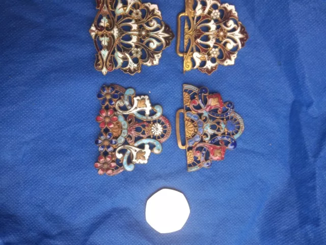 Antique Enameled Buckles