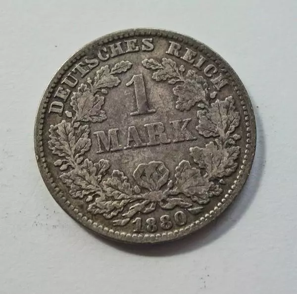 *TOP * 1 Mark 1880 E in SEHR SCHÖN Kaiserreich 900er Silber selten!