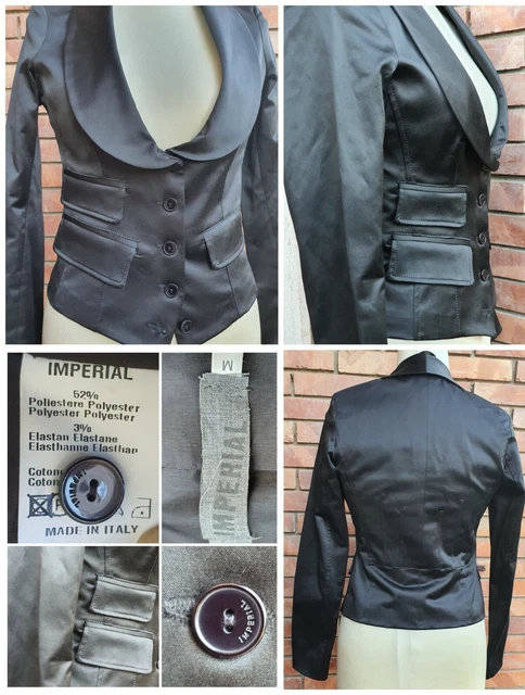 Giacchetta Tailleur donna IMPERIAL nero M giacca misto cotone VINTAGE