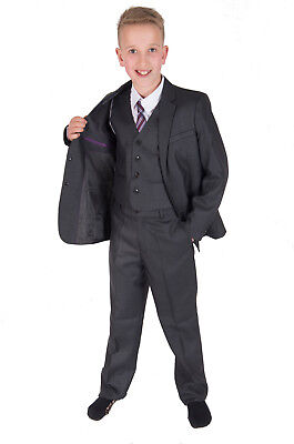 DARK GREY Ragazzo Formale Vestito Festa Di Nozze pagina ragazzo vestito da cerimonia 5 PEZZI 2-12 anni