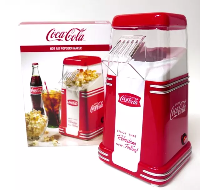 Coca-Cola Red Mini Countertop Popcorn Machine by Nostalgia Air Pop without Oil