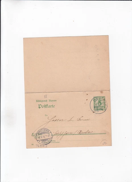 DM041/ Bayern Ganzsache 69 / 03 DOPPELKARTE oo