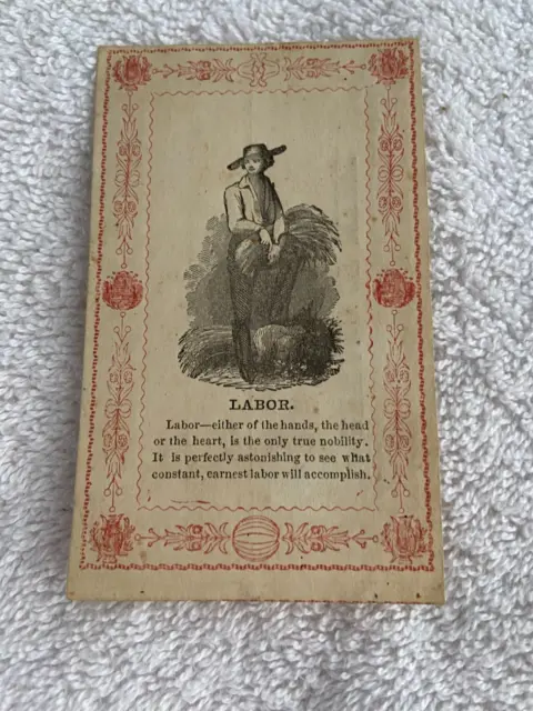 Antique 1862 Reward Of Merit Card For Labor