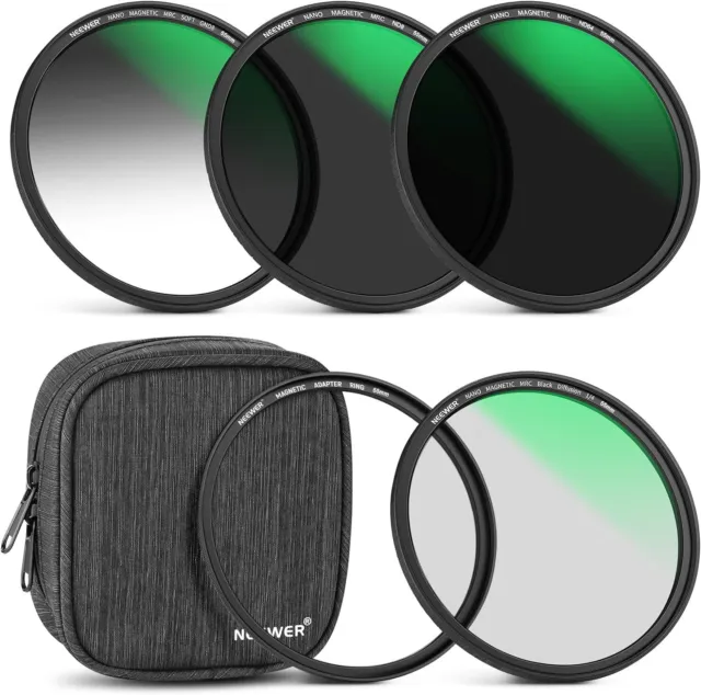NEEWER 55mm 5 in 1 Magnetic ND Lens Filter Set, Black Diffusion 1/4 Filter, Soft
