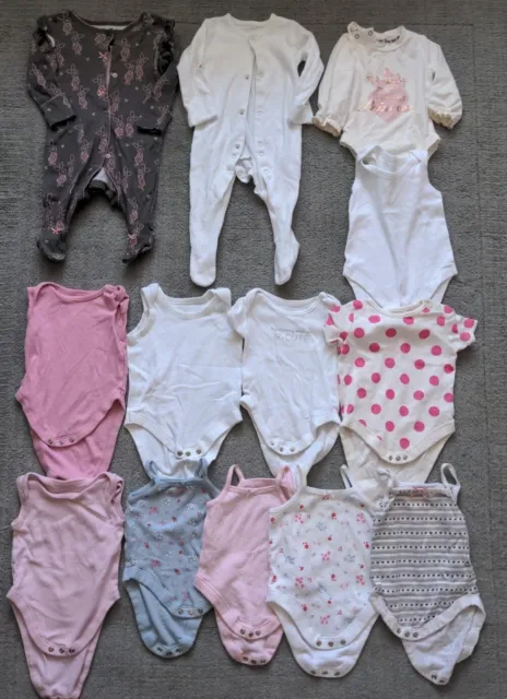 Massive bundle baby girls 3-6 months clothes sleepwear bedtime sleepsuits & vest