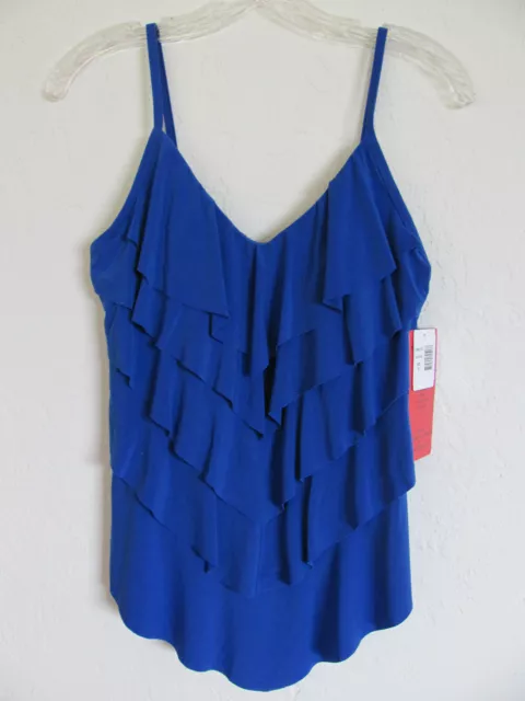 Magicsuit by Miraclesuit Rita Tankini Top-Tiered Front-Delta Blue-Size 8 -NWT