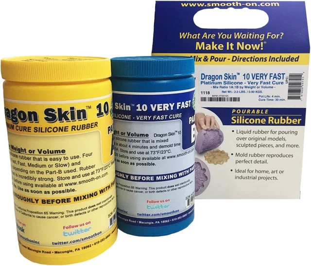 Dragon Skin 10 Very Fast Platinum Silicone Cure 2 Pints Kit (2 Lbs)