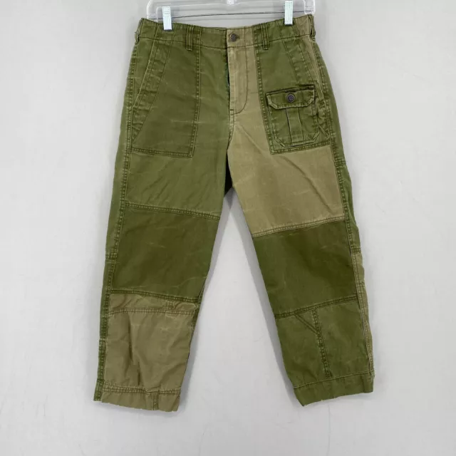 Polo Ralph Lauren Military Patchwork Pants Womens 4 Green Canvas Ripstop FLAW