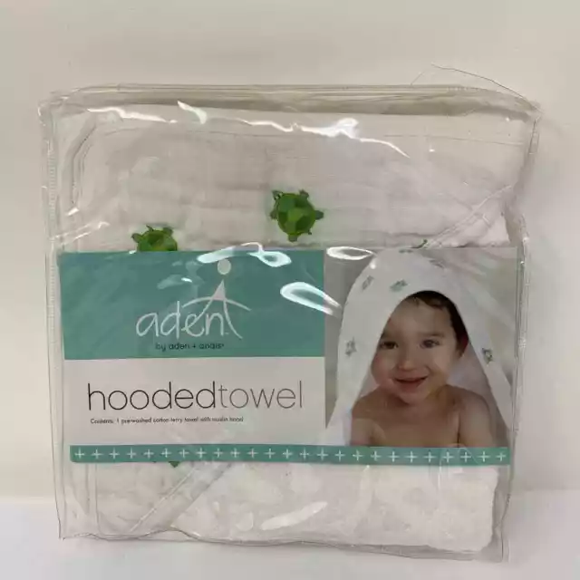 Aden + Anais Hooded Towel Fits Babies To Toddlers Turtle Print NEW