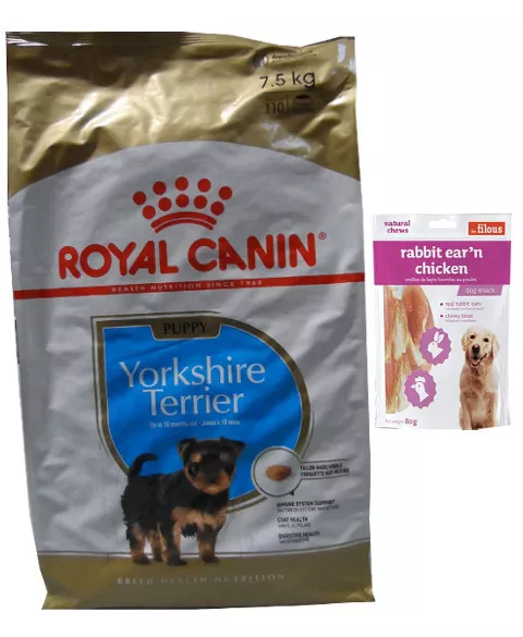 7,5kg Royal Canin Yorkshire Puppy + 80g Fleischsnacks