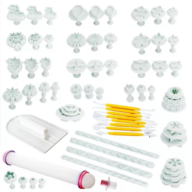 69pcs Fondant Ausstecher Set Ausstechform Blumen Stempel  Marzipan Tortendeko 2