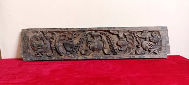 Parrot Bird Floral Plaque Pillar Door Window Antique Vintage Wall Hanging Panel