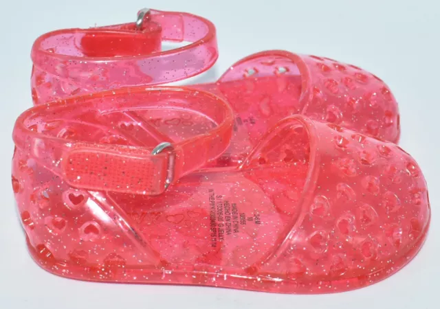 Old Navy Pink Jelly Perforated Hearts Glitter Infant Girls Sandals Size (3-6M)