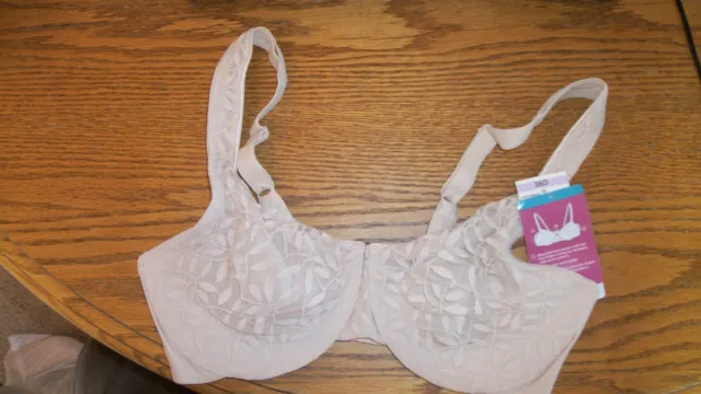 Bra Olga by Warners 36DD beige lined lace minimizer UW 35519 NWT