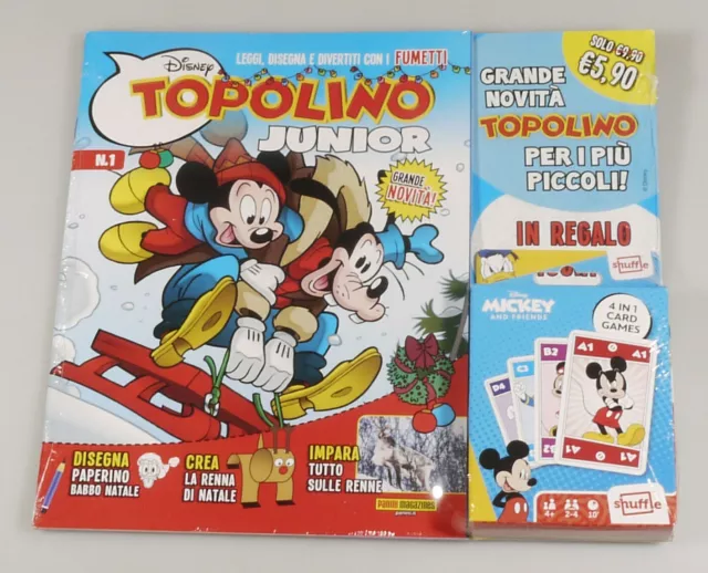 Prl) Walt Disney Topolino Junior 1 Mickey 4 In 1 Card Games Jeux Cartes Raton