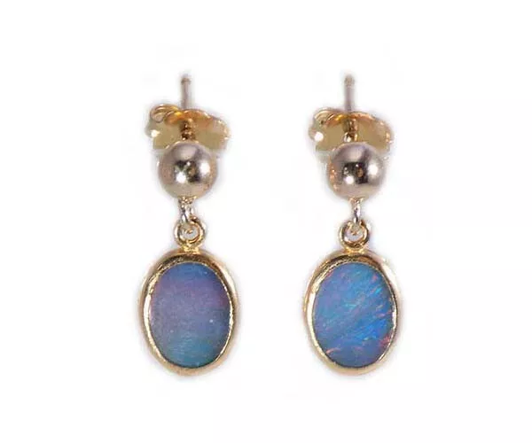 Black Opal Earrings Antique Australian Ancient Roman Cupid Marc Antony 14kt Gold