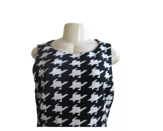 Alice & Olivia Everleigh Black/White Houndstooth Mini Dress w Sheer Back Size 12 3