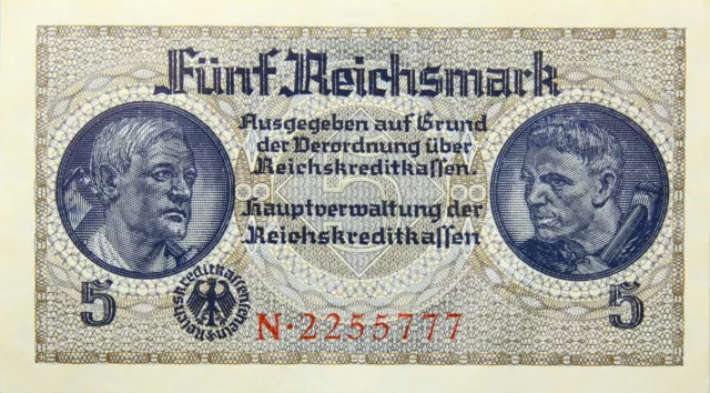 Reichskreditkassen - BANKNOTE - 5 Reichsmark 1939-1944 Ro: 553 Kassenfrisch UNC