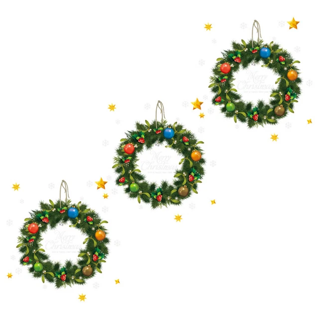 3PCS Doppelseitiger Weihnachts-Rattan-Ringaufkleber Glastür-Fensteraufkleber (gr