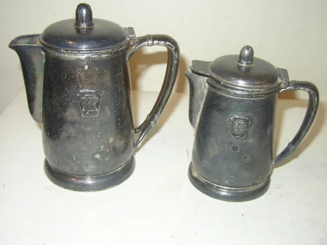 Antique Pennsylvania Railroad PRR Silver Pitcher Creamer & Tea Coffee pot 2 pec