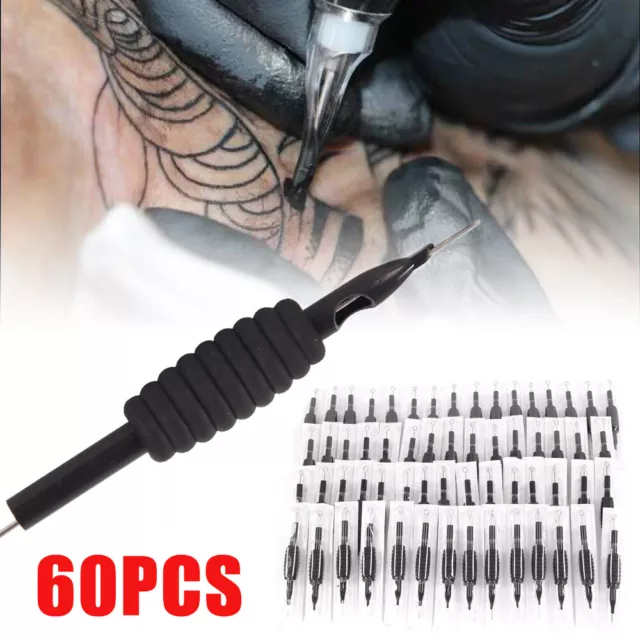 60 Stück Tattoo Griffe Nadeln Spitzen Tätowiernadeln Nadel Einweg Nadeln Set