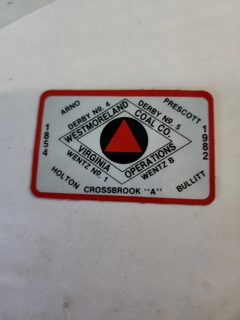 (1) NOS Vintage 1854-1982 Westmoreland Virginia Operations ALL MINES NAMED
