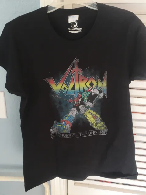 Vintage Voltron Defender of the Universe Transformers Black Ladies M T-shirt New
