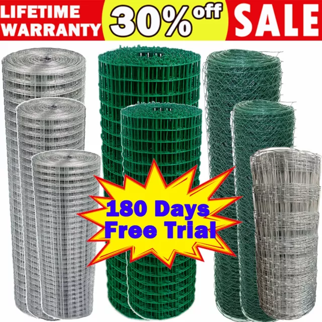 PVC Coated or Galvanised Chicken Wire Mesh Netting Rabbit Cage Aviary Net Fence