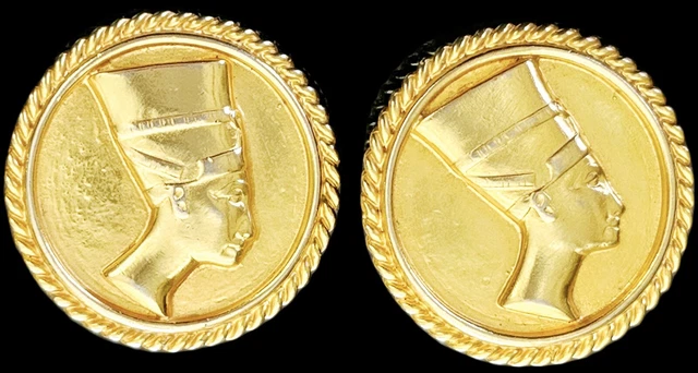 VTG Earrings SIGNED BEN-AMUN EGYPTIAN REVIVAL NEFERTITI 1980's VTG Earrings SIGNED BEN-AMUN EGYPTIAN REVIVAL NEFERTITI 1980's