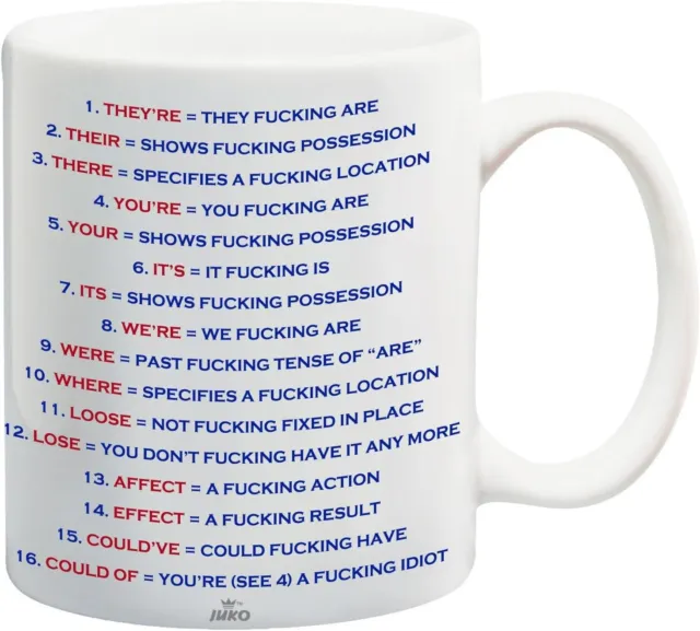 Juko Grammar Expletive Mug Swearing Your You're Novelty Funny Gift Cup