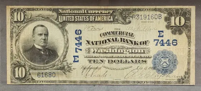 1902 $10 COMMERCIAL National Bank of Washington, DC Large Note (2341)
